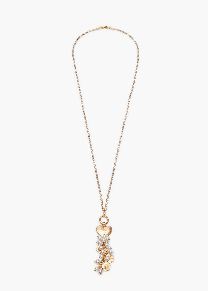 Natural Gems Pearl Cluster Necklace, , hi-res