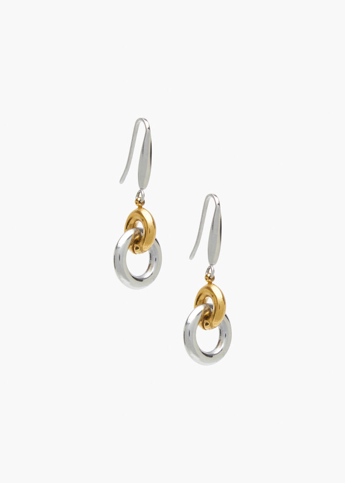 Silver & Gold Links Earring, , hi-res