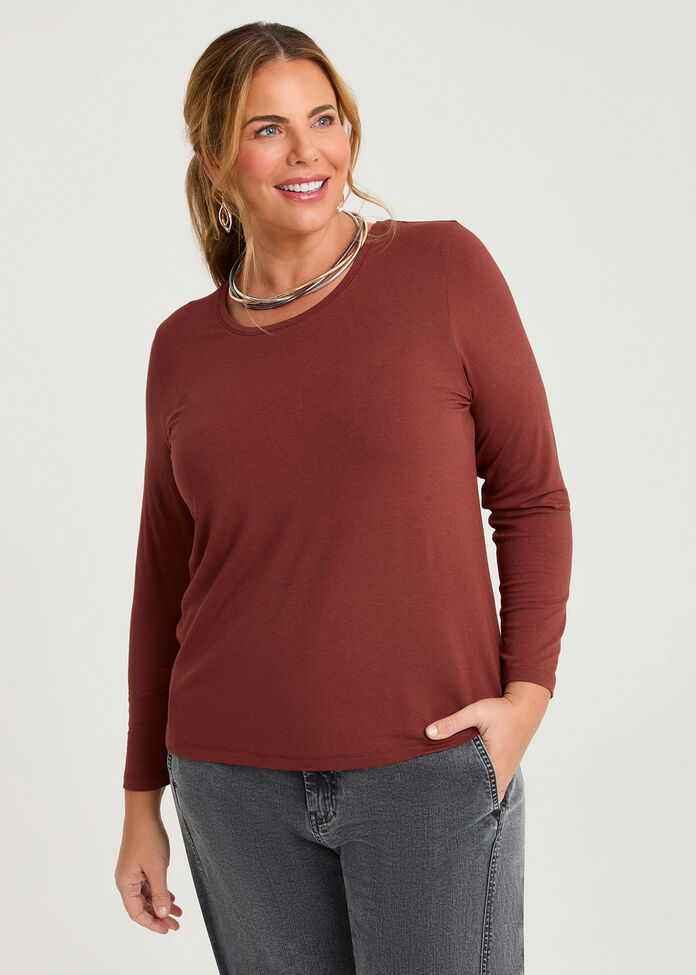 Australian Wool Modal Crew Neck Top, , hi-res