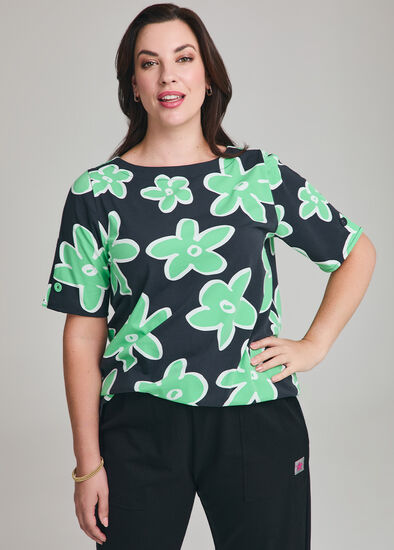 Plus Size Cotton Printed Floral T-shirt