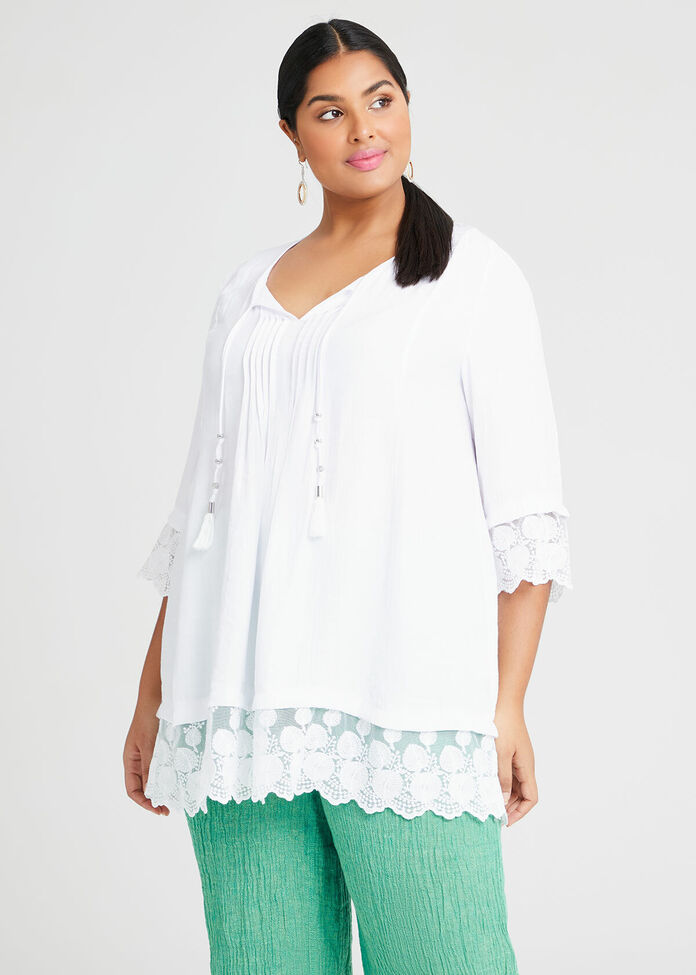 Shop Plus Size Danica Natural Pintuck Tunic in White | Sizes 12-30 ...