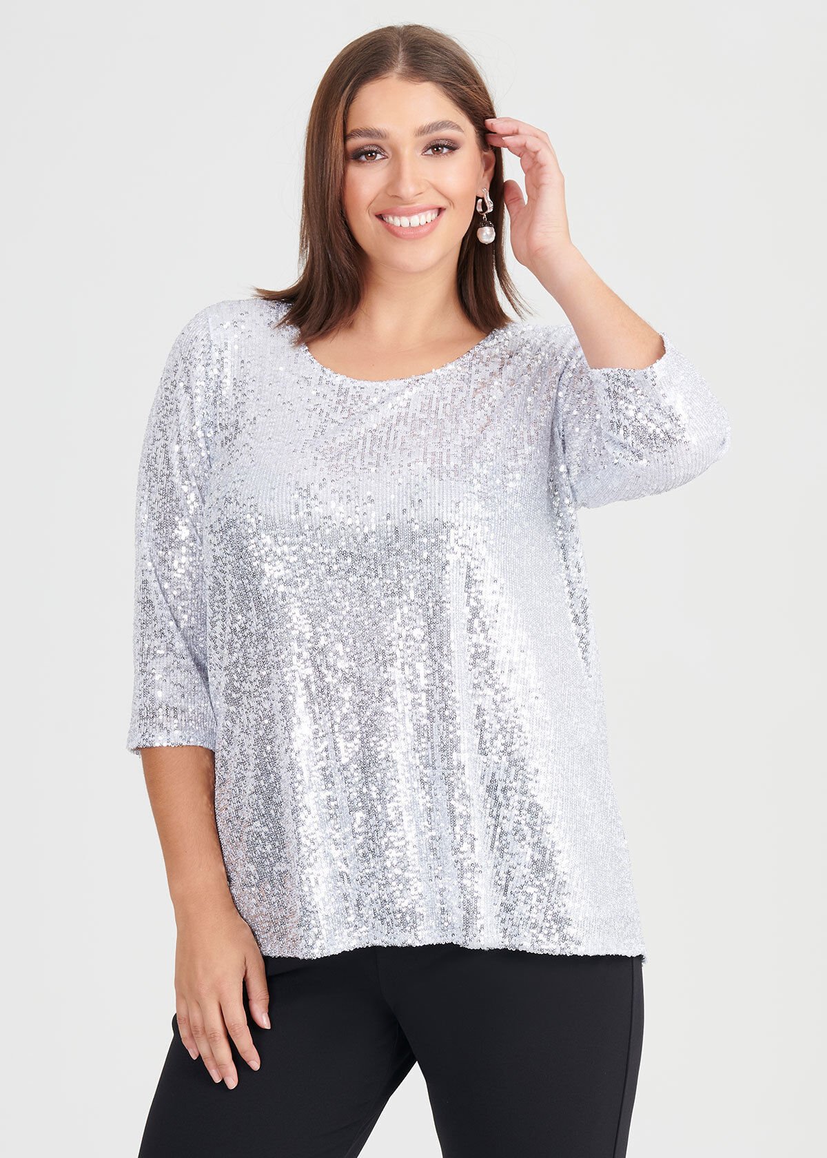 Silver plus size top sale