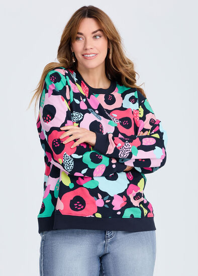 Plus Size Cotton Sorbet Floral Sweatshirt