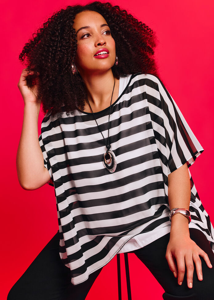 Chiffon Stripe Overtop, , hi-res