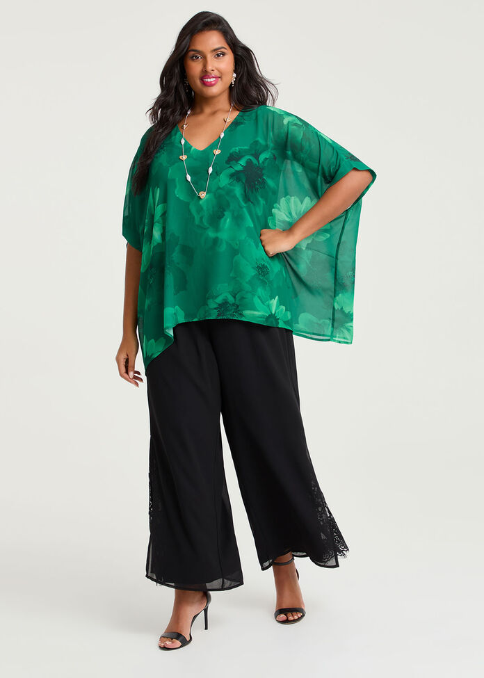 Ruby Floral Chiffon Event Top, , hi-res