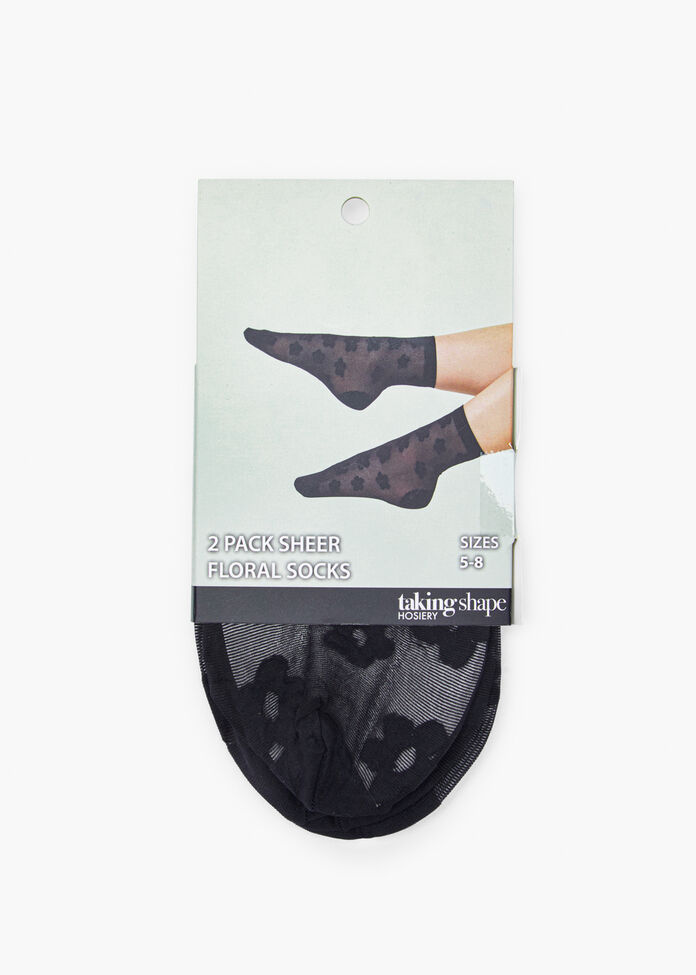 2 Pack Sheer Floral Socks, , hi-res