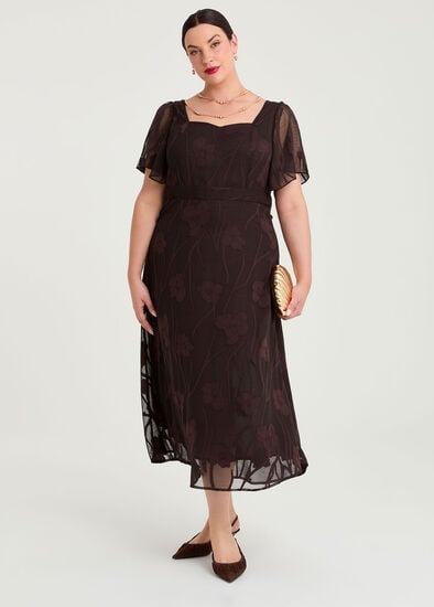Plus Size Floral Jacquard Cocktail Maxi Dress
