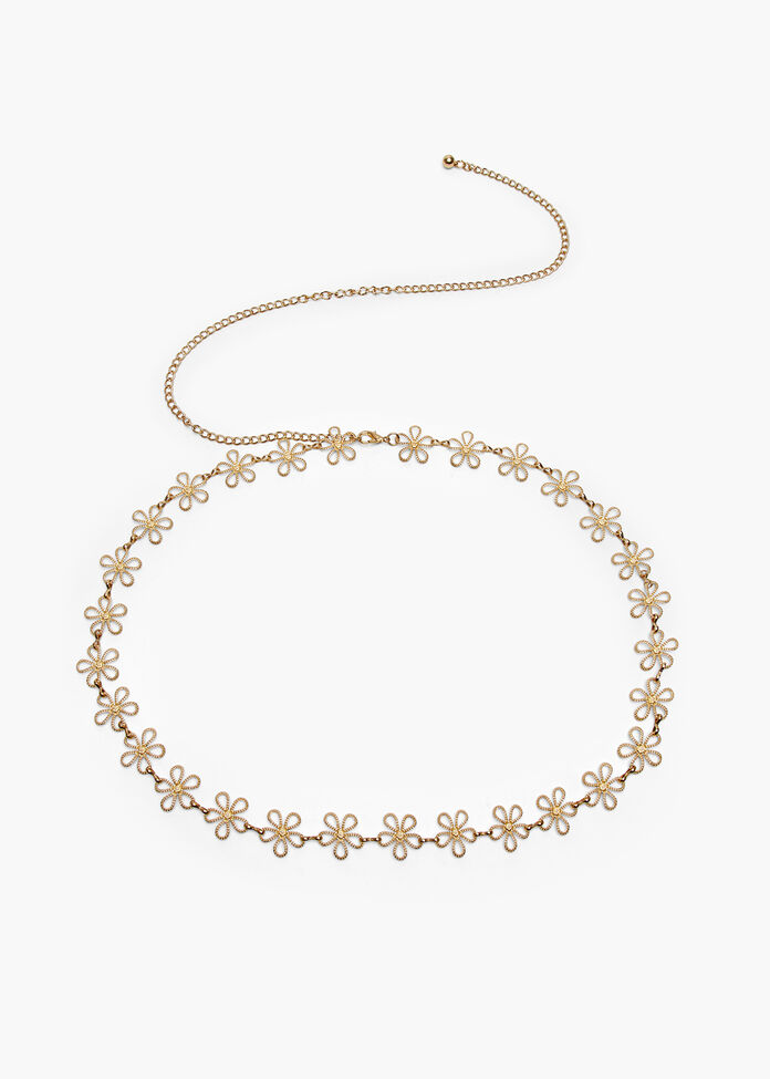 Gold Flower Chain Belt, , hi-res