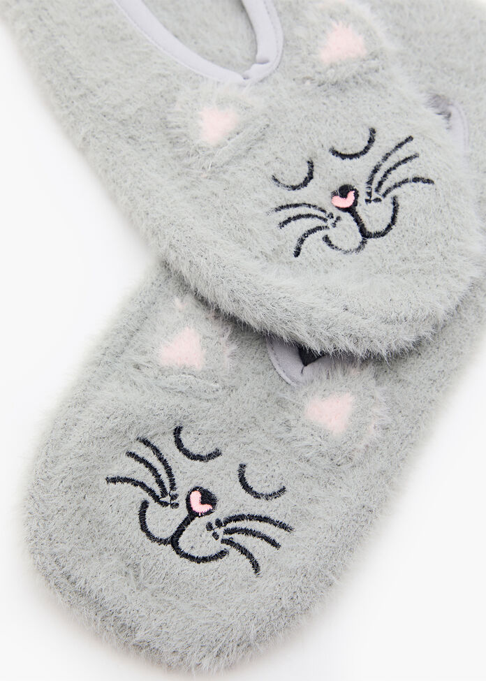 Fluffy Cat Slipper Socks, , hi-res