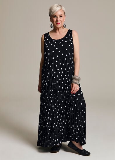 Plus Size Pleated Enya Polka Dress
