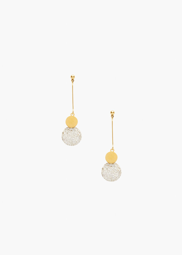 Gold Diamante Drop Earrings, , hi-res