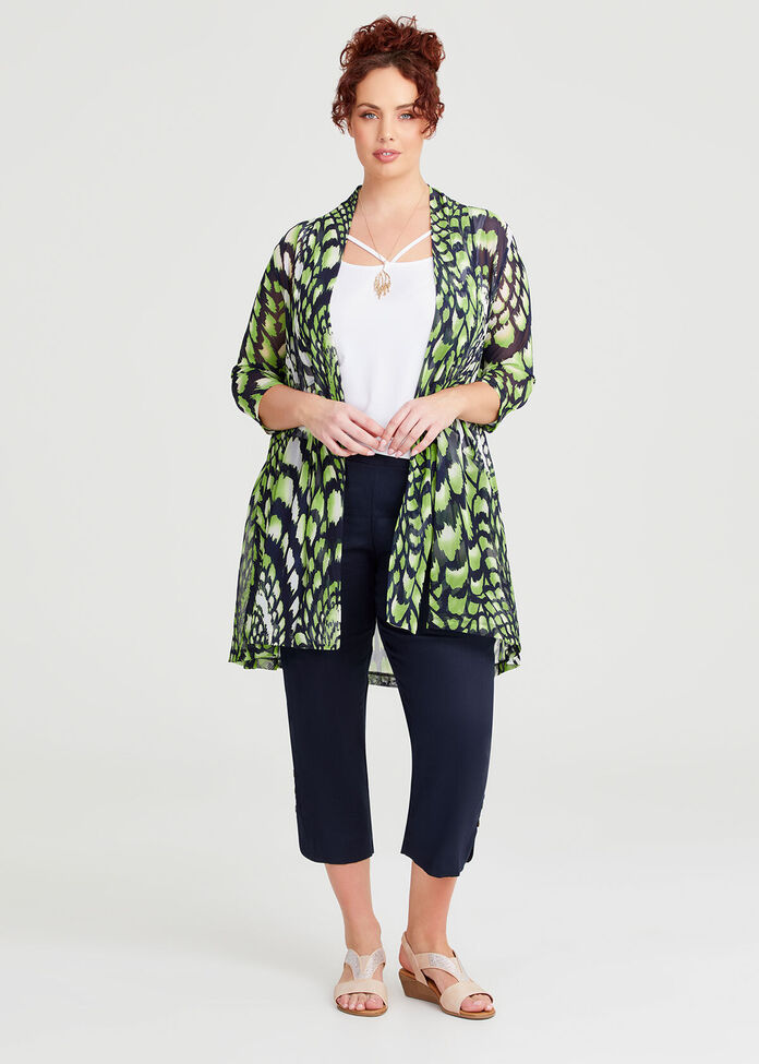 Tie Front Mesh Cardigan, , hi-res
