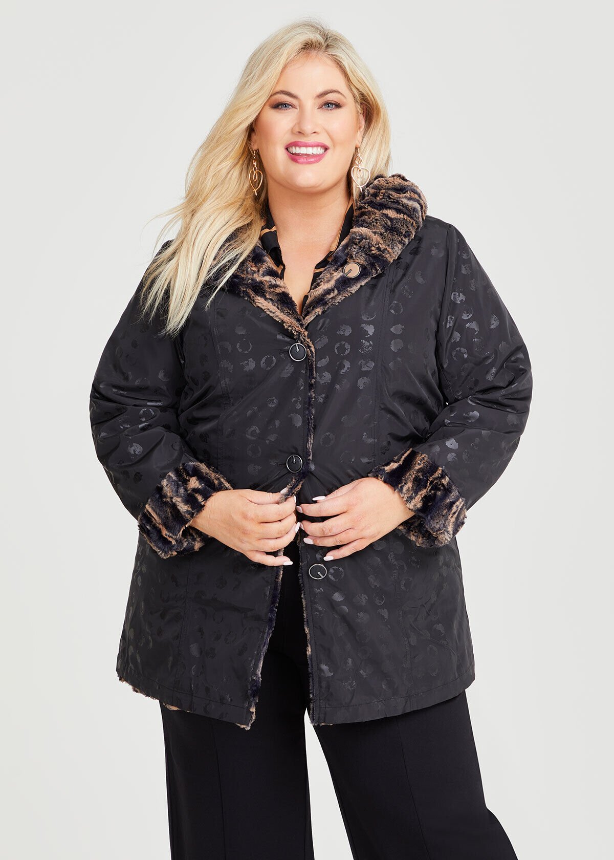 Plus size faux fur coats australia clearance