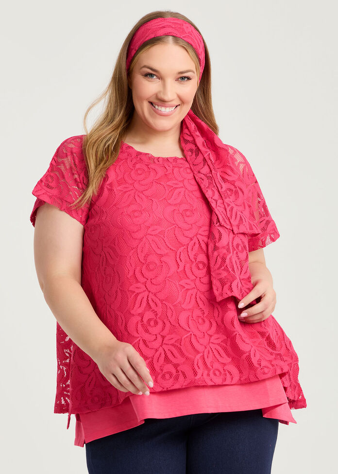 Lace Peony Scarf, , hi-res