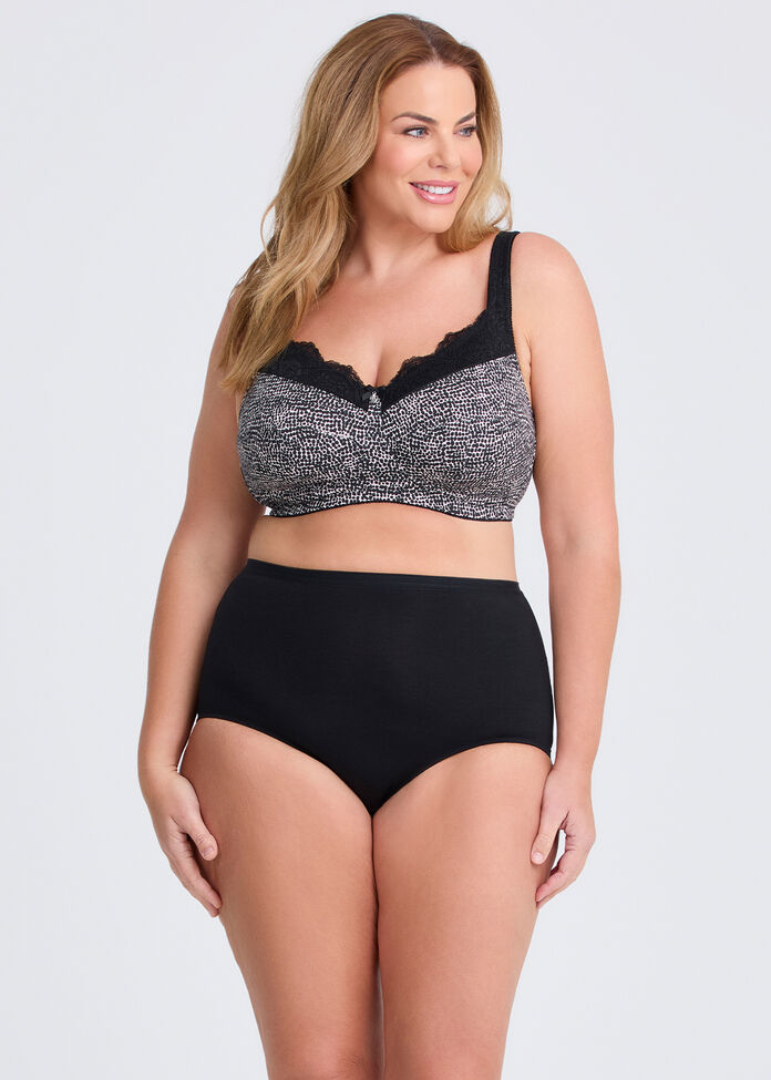 Wirefree Cotton Support Lace Bra, , hi-res
