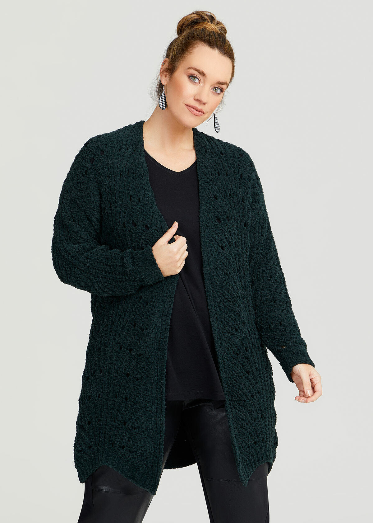 Plus size chenille cardigan clearance