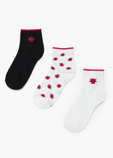 3 Pack Cotton Rose Socks