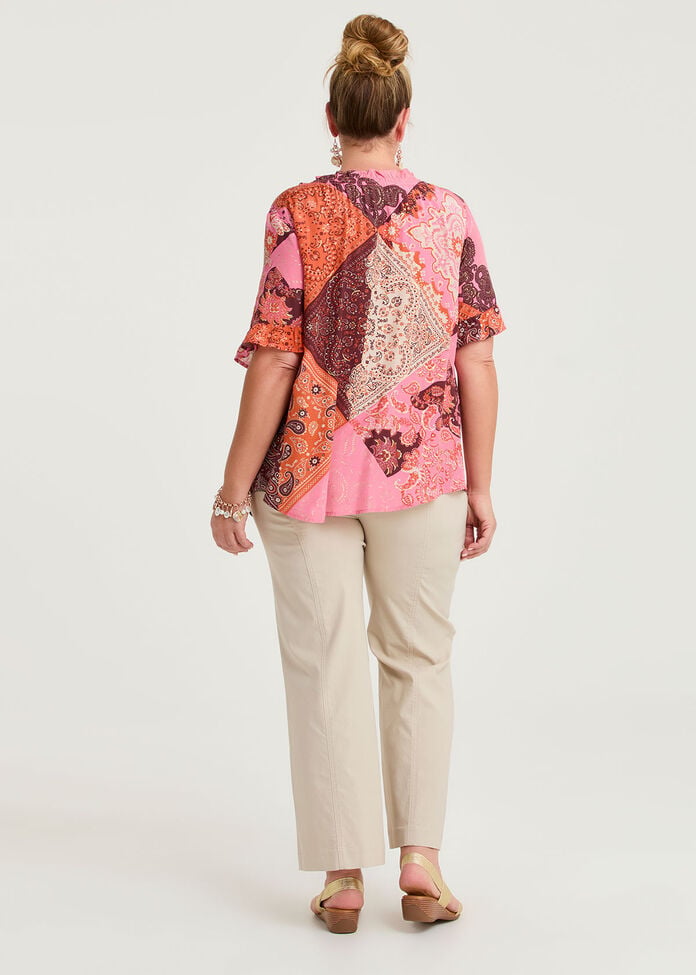 Patchwork Boho Natural Top, , hi-res