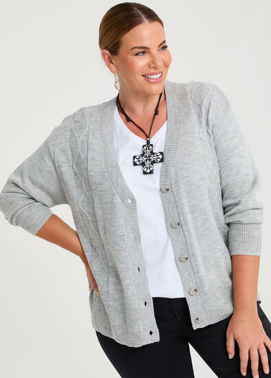 Plus Size Soft Touch Cable Cardigan