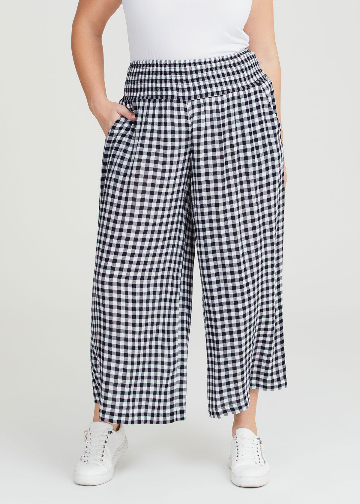 Plus size gingham pants discount