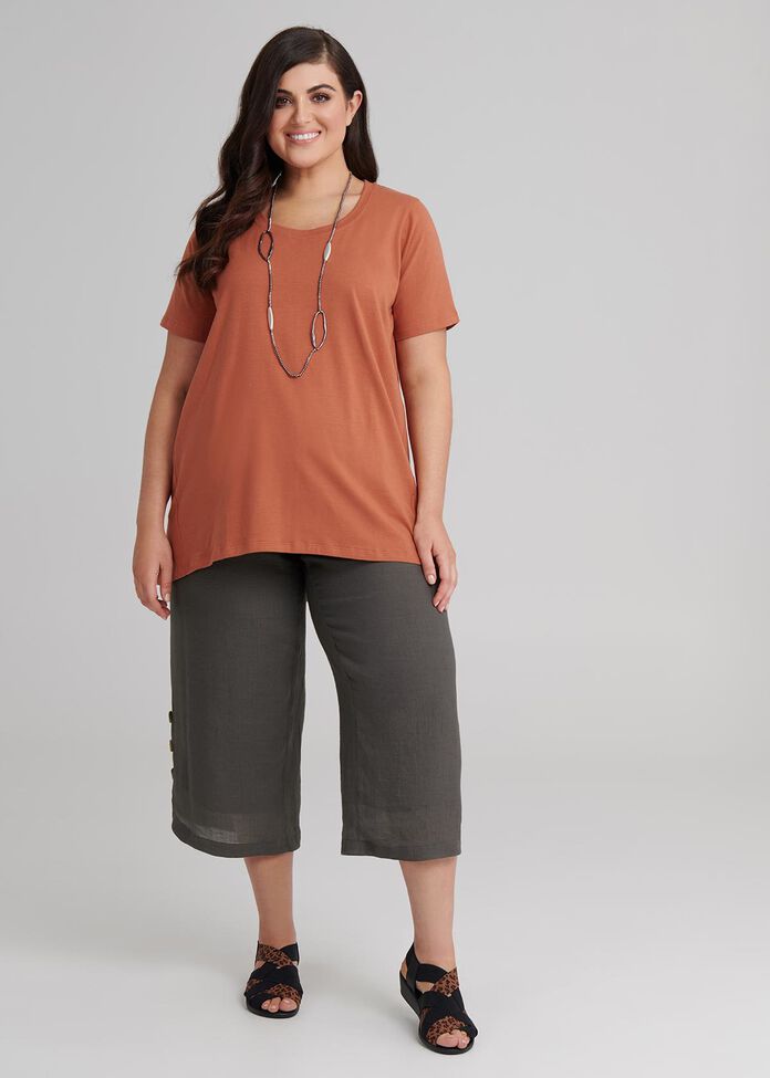 Petite Button Crop Pant, , hi-res