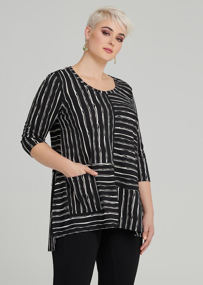 Shop Plus Size Chalk Stripe Top in Black | Taking Shape AU