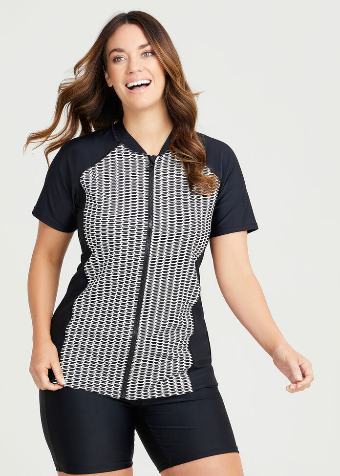 Spliced Textured Rash Vest, , hi-res