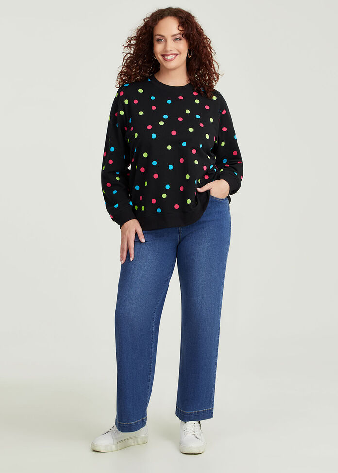 Cotton Multi Spot Sweatshirt, , hi-res