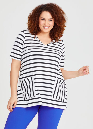 Plus Size Stripe Short Sleeve Tunic