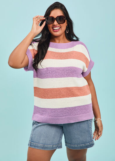 Plus Size Cotton Blend Pastel Knit Top
