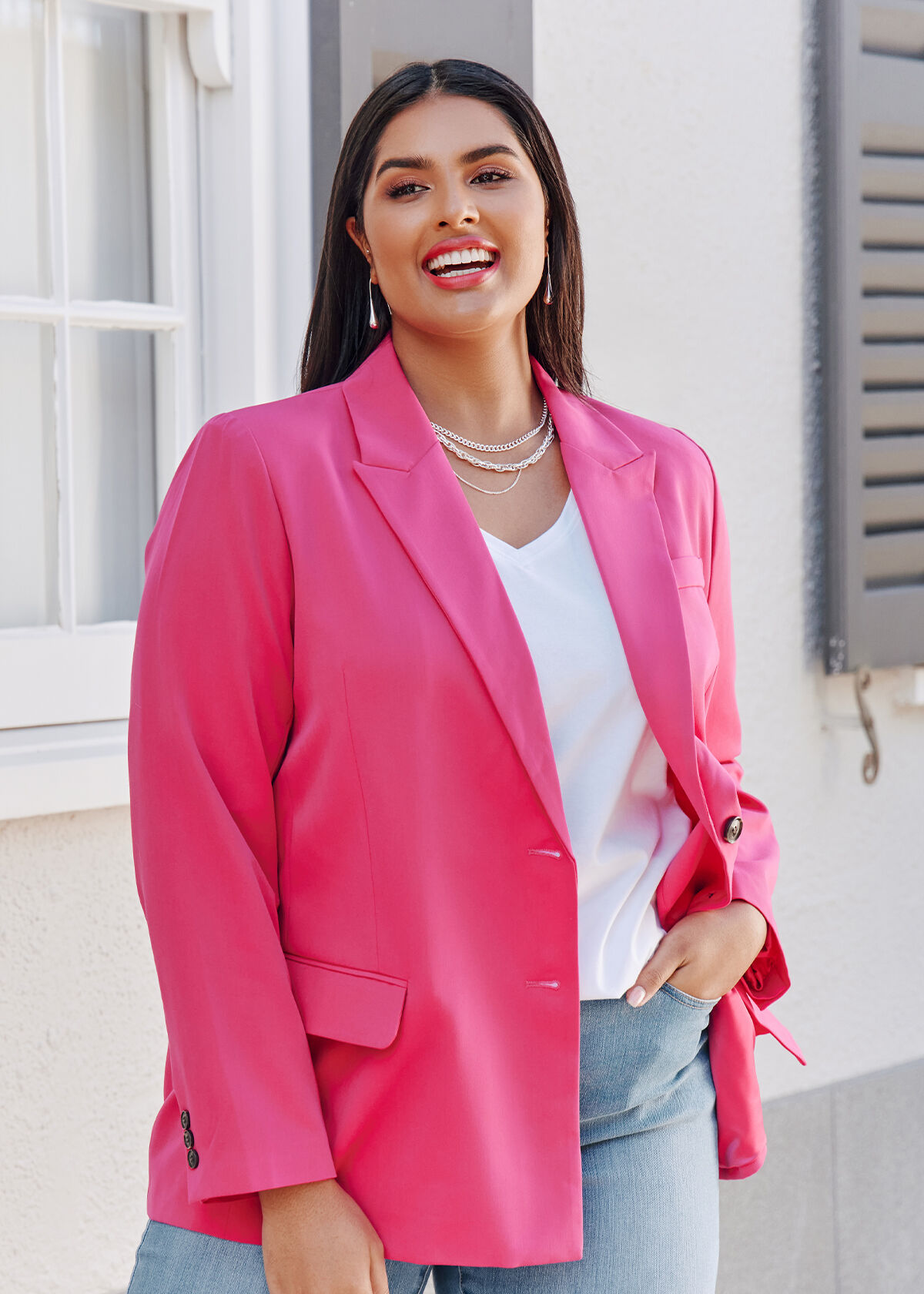 Plus pink blazer sales