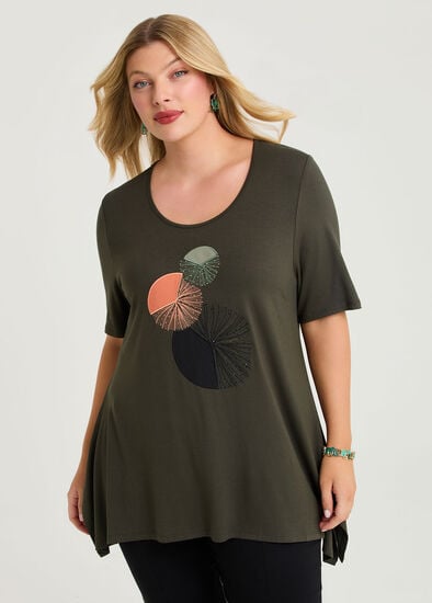 Plus Size Circle Applique Natural Top