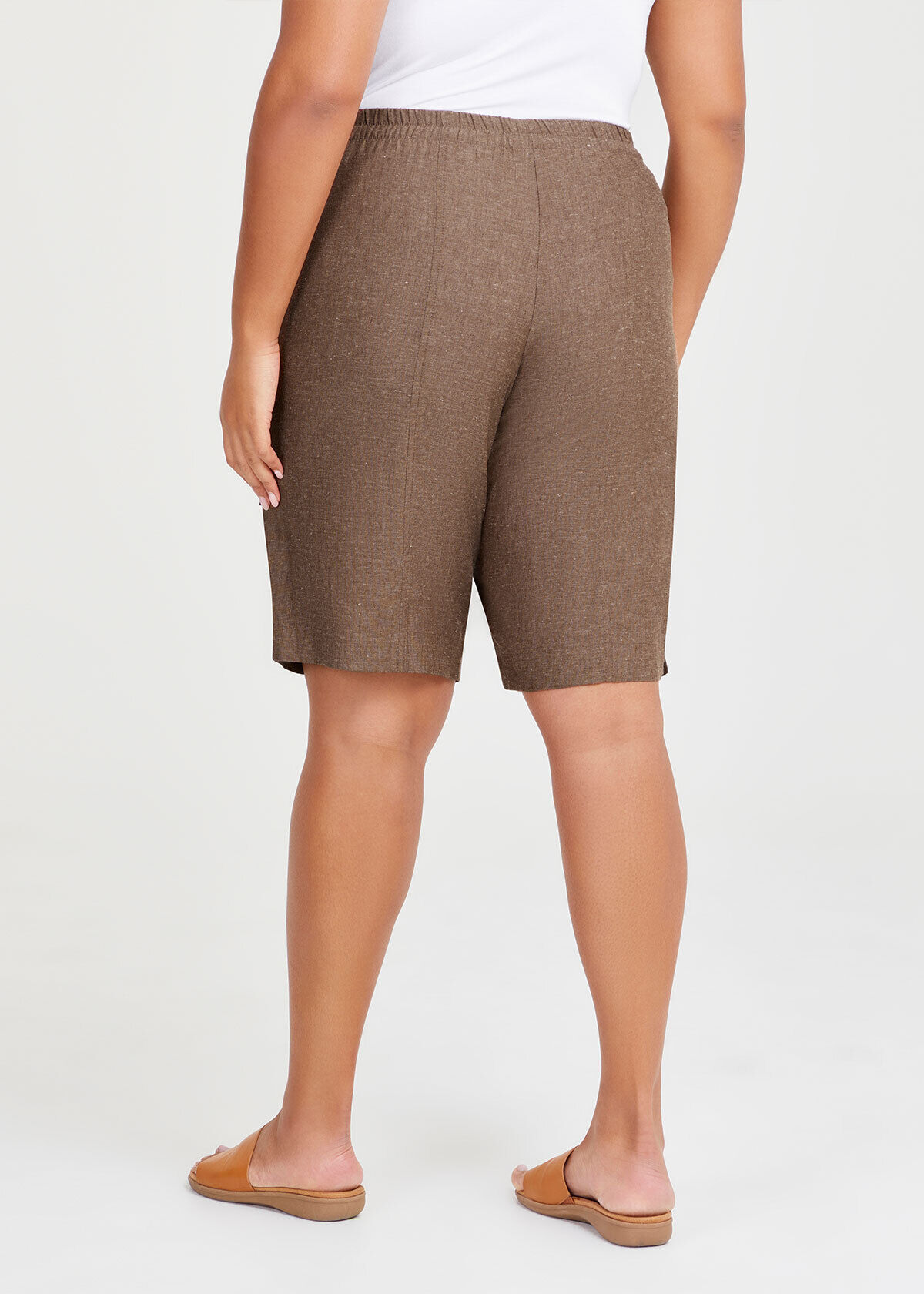 Shop Plus Size Linen Bamboo Bermuda Short in Brown Taking Shape AU