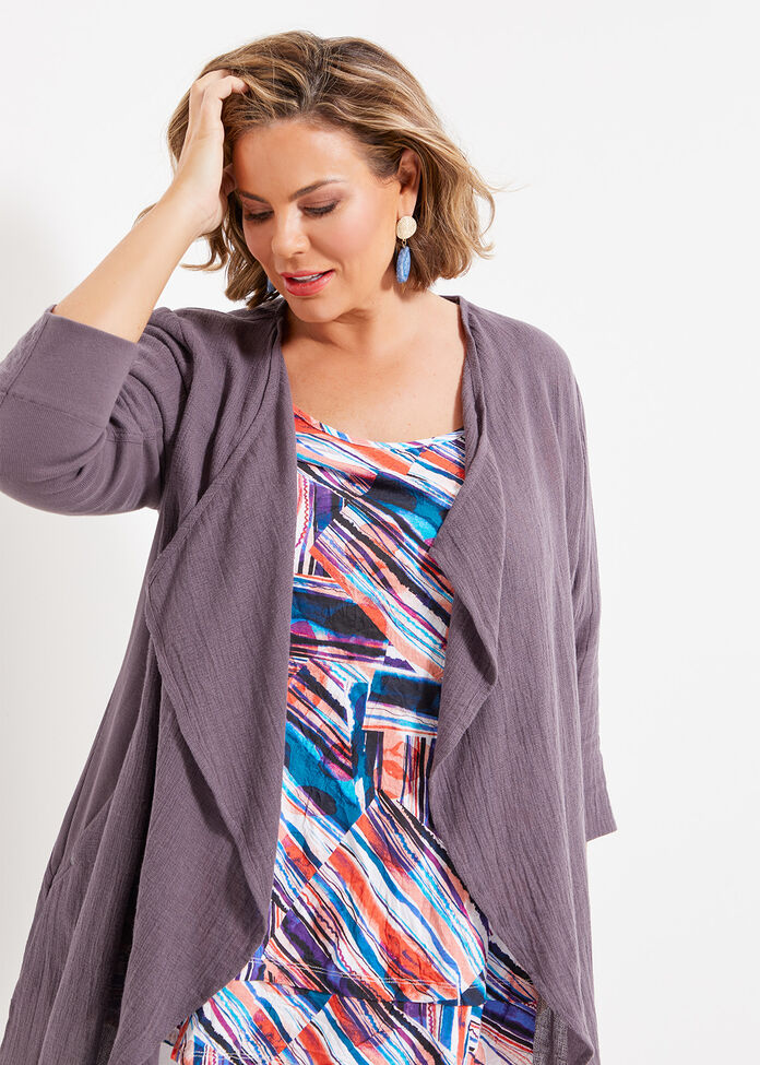 Linen Gauze Essence Cardigan, , hi-res