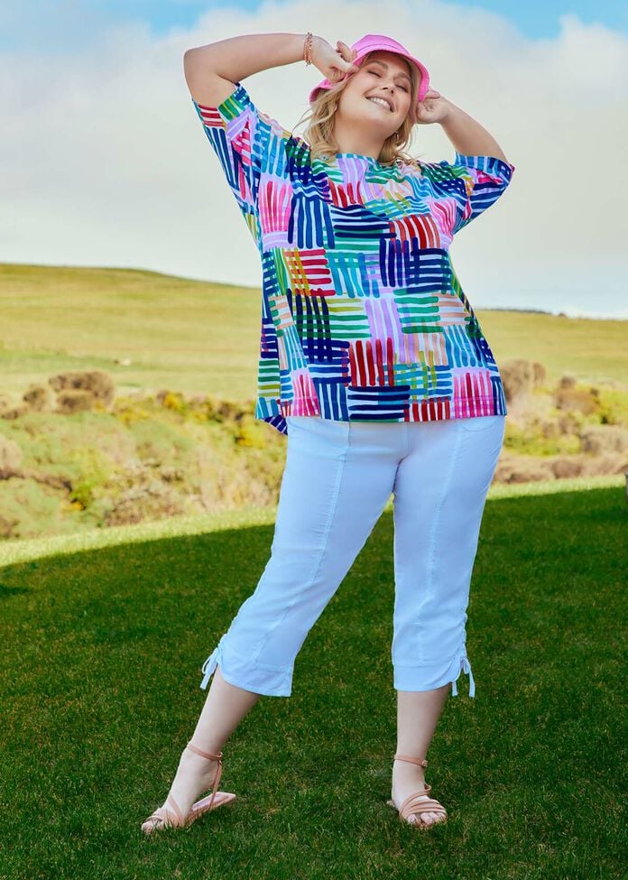 Plus Size Castaway Cargo 3/4 Pant White Taking Shape AU