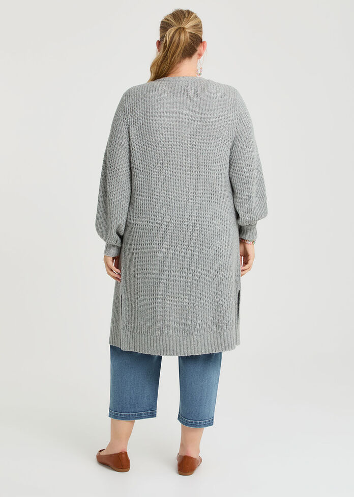 Longline Pocket Rib Cardigan, , hi-res