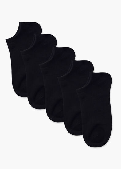 5 Pack Black Bamboo Ankle Socks