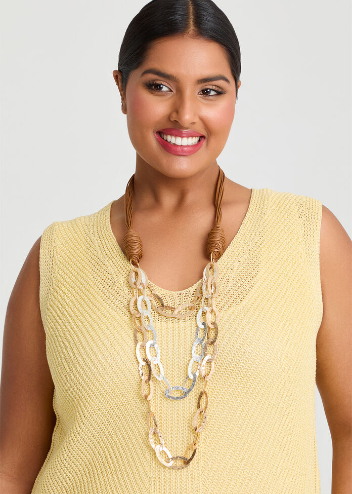Mixed Metal Layered Rope Necklace, , hi-res