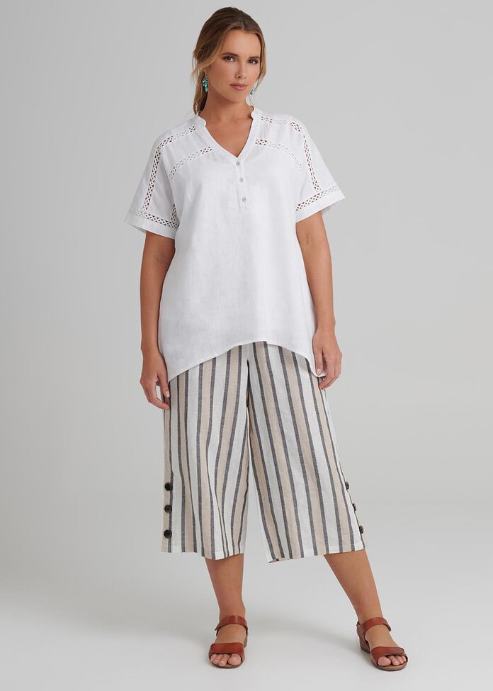 Stripe Linen Crop Pant, , hi-res
