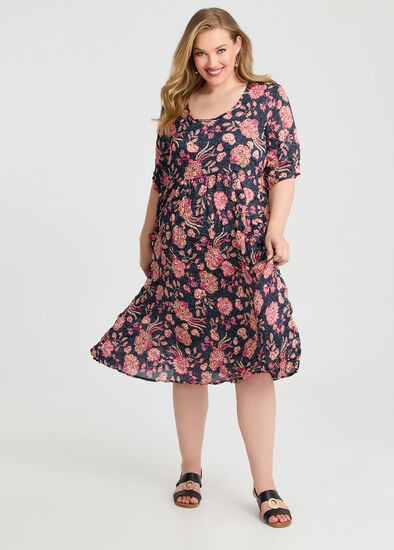 Plus Size Crushed Patch Pocket Midi Dress