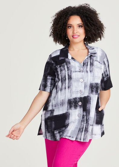 Plus Size Natural Lia Abstract Shirt