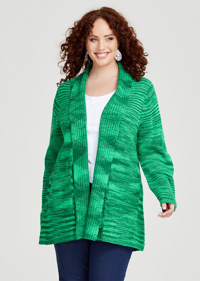 Shop Plus Size Melange Pocket Cardigan, Green Taking Shape AU