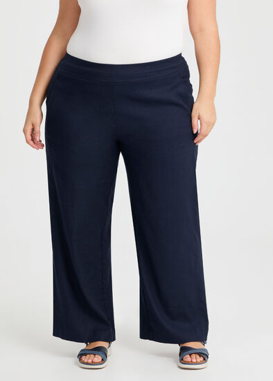 Plus Size Petite Stretch Linen Bea Wide Pant