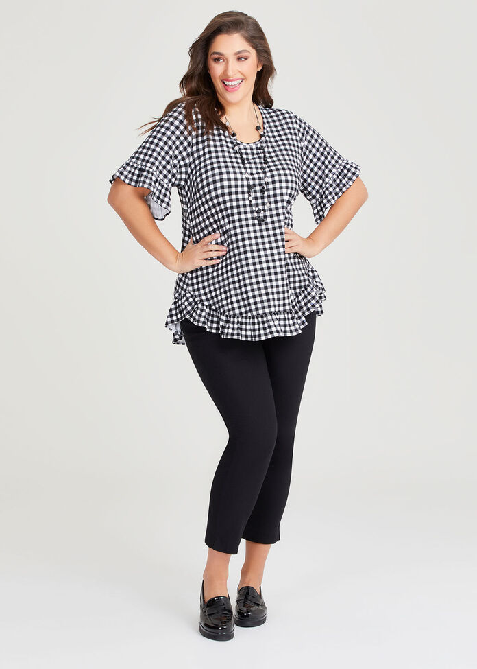 Shop Plus Size Salsa Ruffle Hem Natural Top, Black | Taking Shape AU