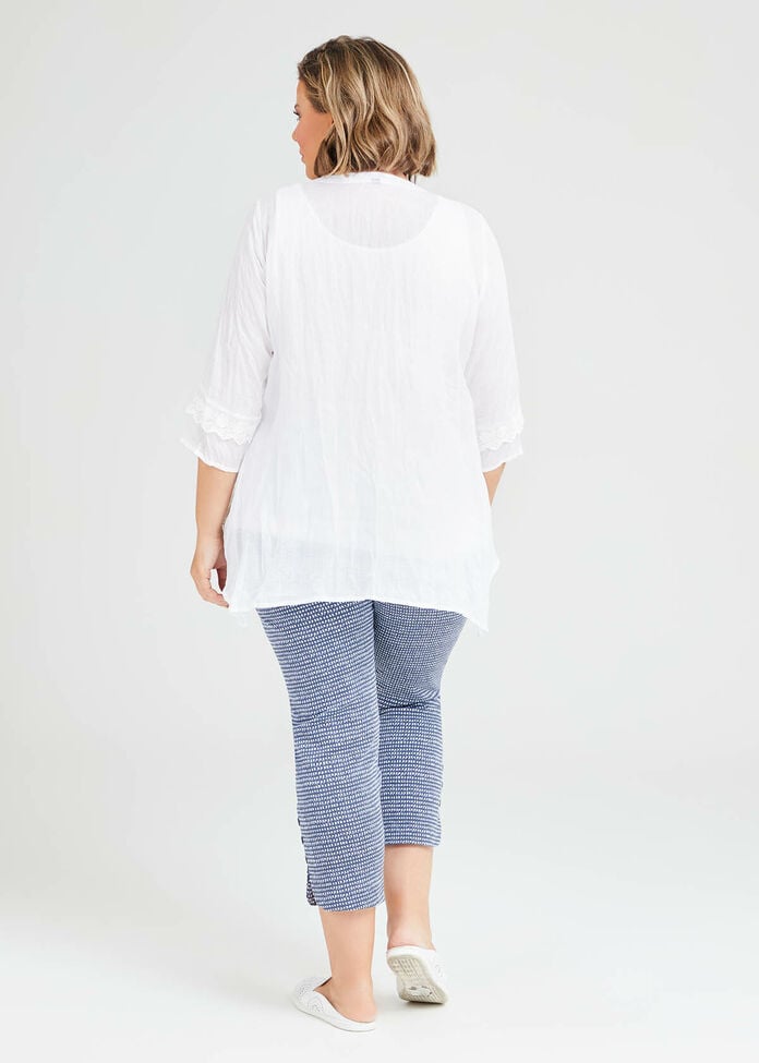 Shop Plus Size Ramie Serene Lace Trim Shirt in White | Sizes 12-30 ...