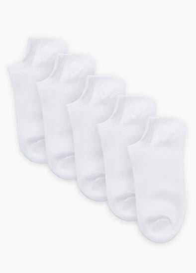 5 Pack White Bamboo Ankle Socks