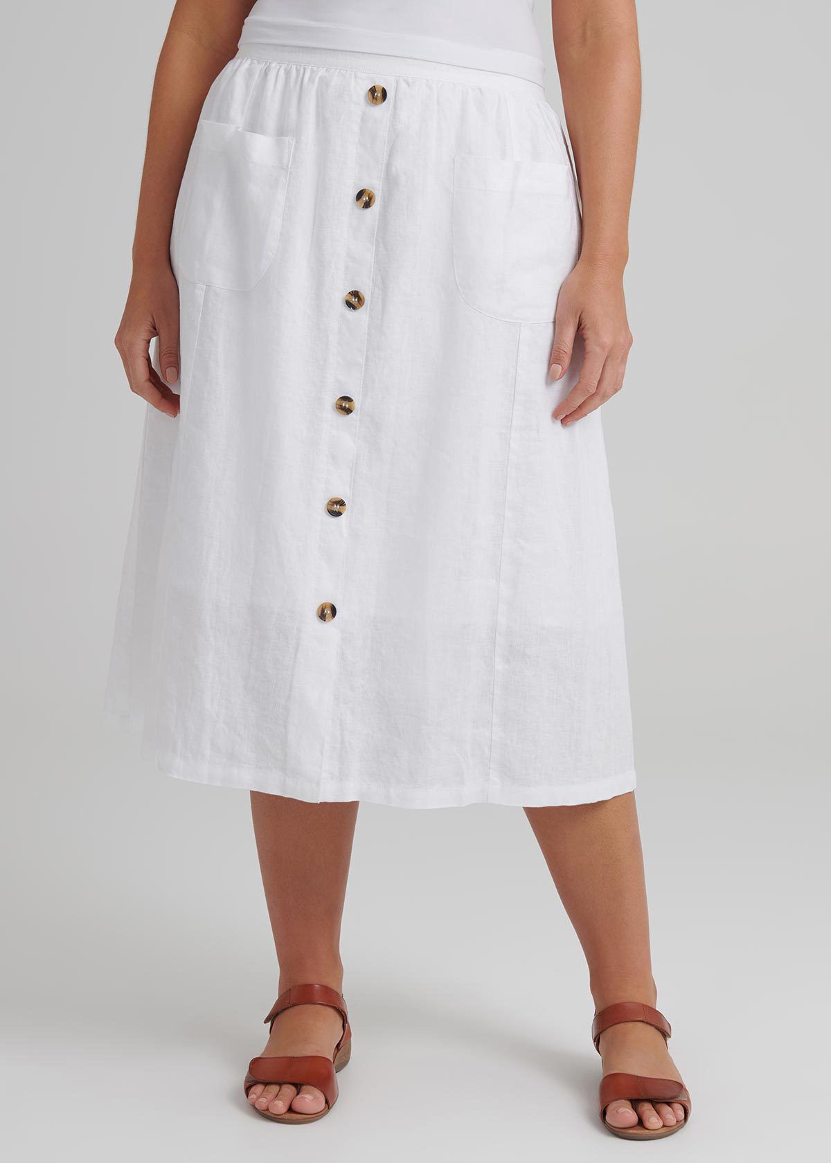 Plus size best sale white linen skirt