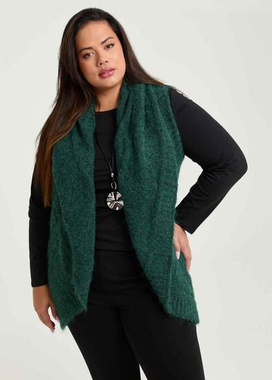 Plus Size Mottled Cascading Vest