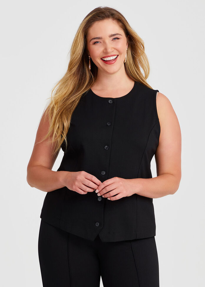 Ponte Fitted Vest, , hi-res