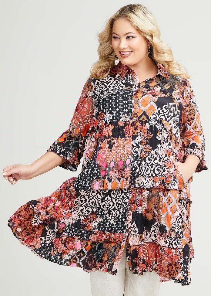 Shop Plus Size Ria Natural Shirt Dress in Multi Taking Shape AU